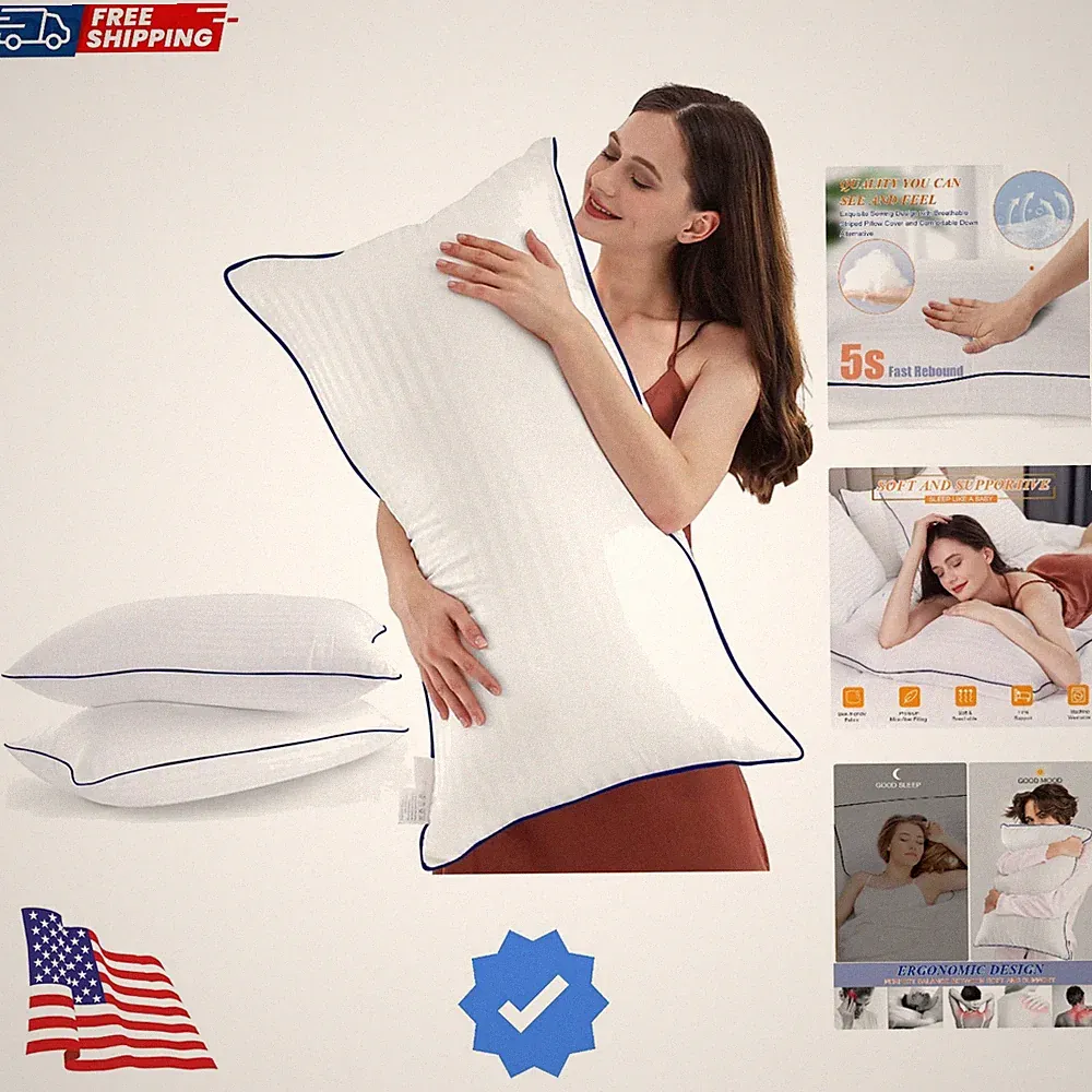 Bed Pillows for Sleeping, King Size Pillows Set of 2 Cooling Luxury Hotel Qua...