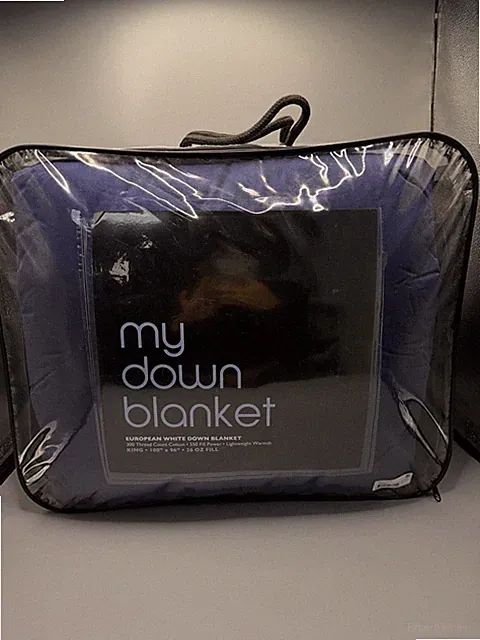 Bloomingdale’s My Down Blanket KING European White Down Blanket Navy