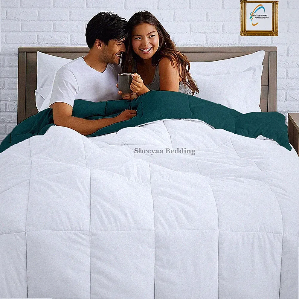 Down Alternative Reversible Comforter 1000 TC Egyptian Cotton Cal King Size