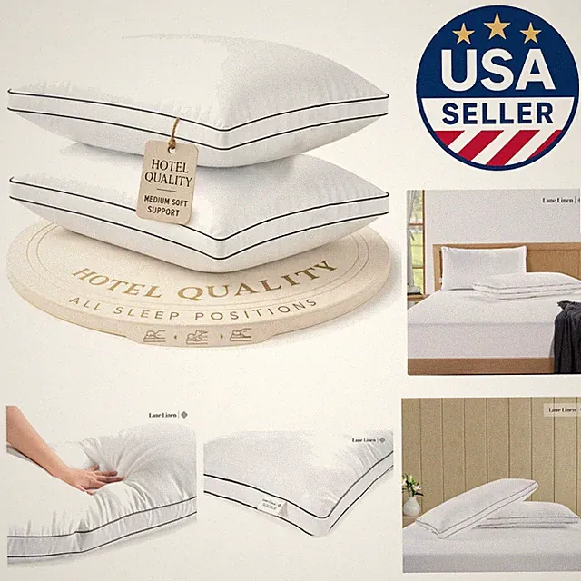 King Size Pillow Set of 2 - Hotel Quality Gusseted Down Alternative Comfort