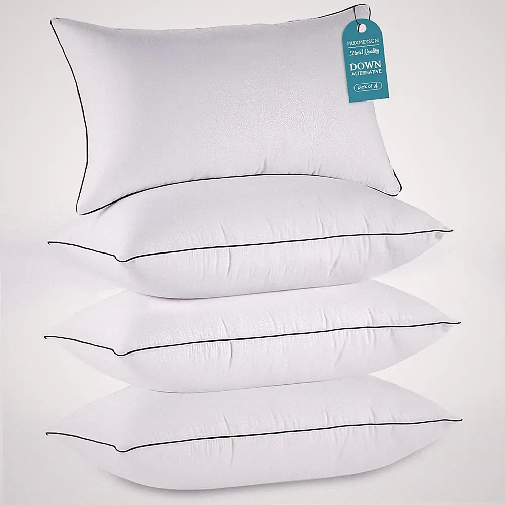 King Size Pillows Set of 4, Luxury Hotel Bed Pillows Set with Down Alternativ...