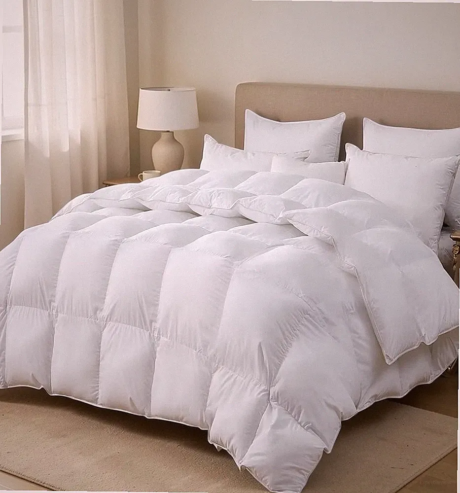 Luxurious All-Season Goose Down Fiber Comforter White (Queen Size 90 X 90) NWT