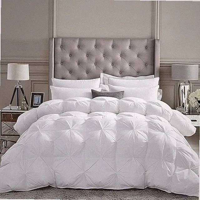 Luxurious Goose Down Feather Fiber Comforter Duvet Insert, Exquisite Pinch Pl...