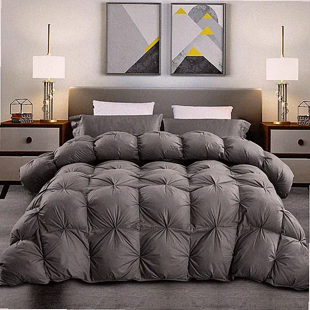 Luxurious King Size Goose Down Feather Fiber Comforter Duvet Insert, 100% Egypti