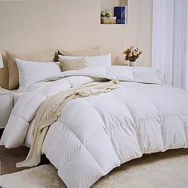 Luxury Down Feather Fiber Comforter Oversized Queen - Ultra-Soft Egyptian Cot...