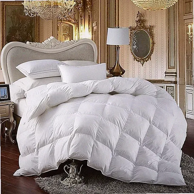 Luxury Queen Down Comforter Duvet Insert 100% Egyptian Cotton All-Season White