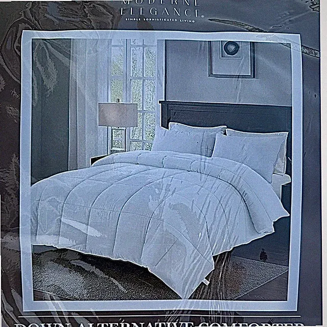 NEW! Moderne Elegance Size Queen White Down Alternative Comforter Bedspread USA