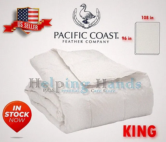 Pacific Coast Gray Duck Down 230TC White Hotel Luxury Lightweight Blanket - King