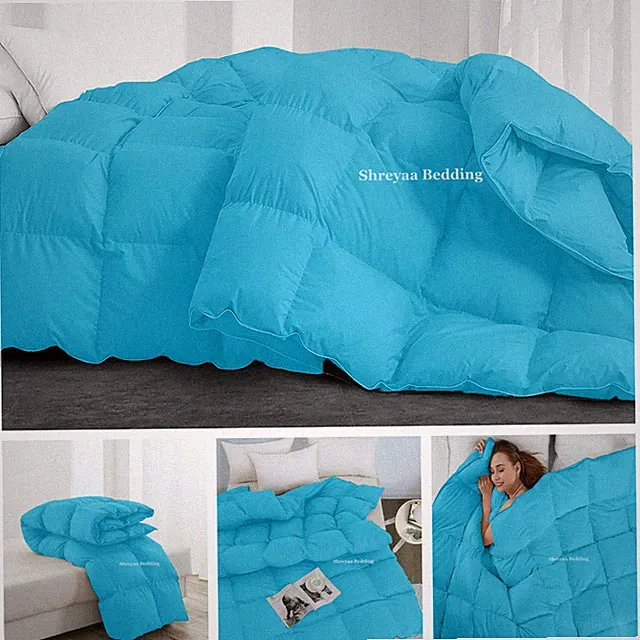 US Sizes Down Alternative Hotel Comforter Aqua Blue Solid 1000 TC Select Set